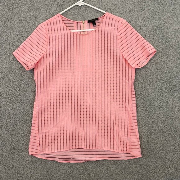 J Crew Shirt Women’s Small Size 4 Pink Shear Short Sleeve Shirt Blouse - Picture 4 of 9